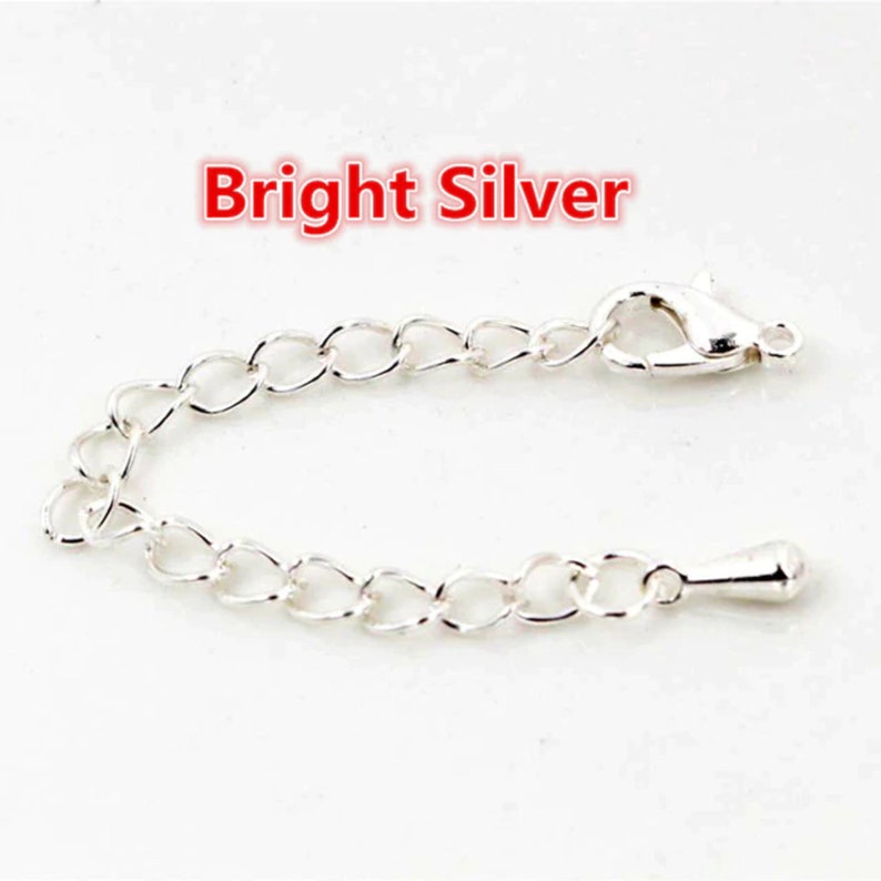 10pcs/lot 50 70mm Tone Extended Extension Tail Chain Lobster Clasps Connector For DIY Jewelry Making Findings Bracelet Necklace Bright Silver
