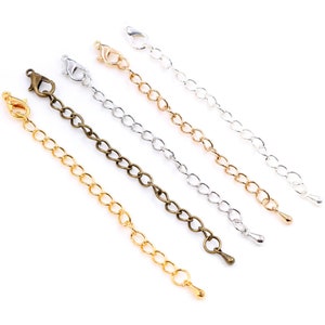 10pcs/lot 50 70mm Tone Extended Extension Tail Chain Lobster Clasps Connector For DIY Jewelry Making Findings Bracelet Necklace image 1