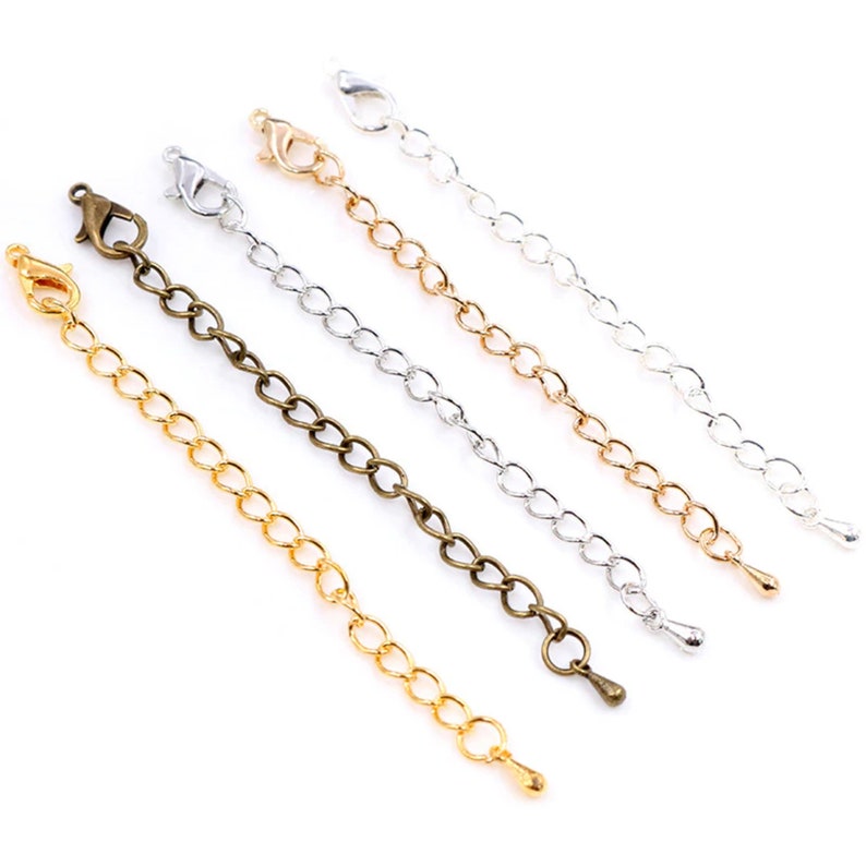 10pcs/lot 50 70mm Tone Extended Extension Tail Chain Lobster Clasps Connector For DIY Jewelry Making Findings Bracelet Necklace image 1