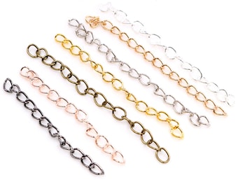 50pcs / lot 50mm 70mm 5x4mm Collier Extension Chaîne En Vrac Bracelet Chaînes Étendues Extension de Queue Pour Bricolage Bijoux Faire Des Découvertes