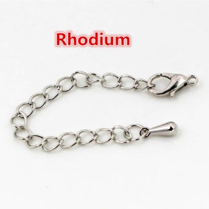 10pcs/lot 50 70mm Tone Extended Extension Tail Chain Lobster Clasps Connector For DIY Jewelry Making Findings Bracelet Necklace Rhodium