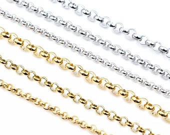 5 Meters/Lot Never Fade Stainless Steel /Gold BL O Style Necklace Chains For DIY Jewelry Findings Making Materials Handmade Supp