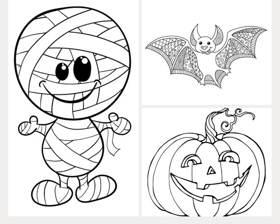 64 dibujos para colorear de Halloween para adultos y niños - Etsy España