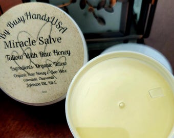 Miracle Tallow & Raw Honey Salve for Dry, itchy , cracked skin!              No hemicals, no fillers—just clean, simple skincare !