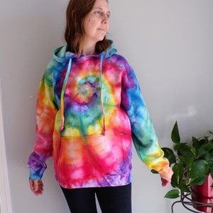 Tie Dye Pullover Hoodie | Sizes Small-4X | Rainbow | Cotton Fleece Pullover Hooded Sweatshirt | Ice Dye Tie Dye Hand Dyed | Made to Order