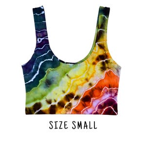 Tie Dye Crop Tank Top | Size Small | Stretchy Cotton/Spandex Form-Fitting Women&#39;s Crop Top | Hand Dyed Ice Dyed | Ready to Ship