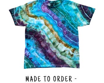 Tie Dye Kids Tee Shirt | Baby Toddler Youth Sizes | Short Sleeve 100% Cotton Shirt | Made to Order