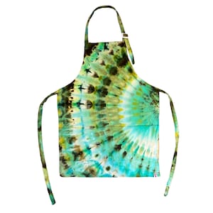 Hand Dyed Tie Dye Apron with Front Pockets & Adjustable Neck | 100% Cotton Canvas | Cooking Baking Chef  Barista Artist | Ready to Ship