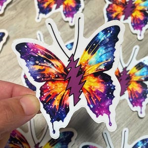 13 Point Bolt Butterfly Grateful Dead Inspired Vinyl Sticker | 3" Waterproof Vinyl Sticker | Deadhead Fan Art