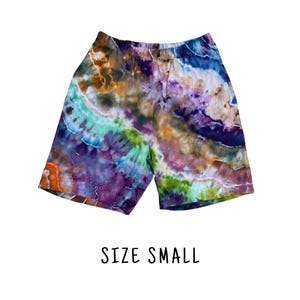 Tie Dye Men&#39;s Shorts | Size Small | 100% Cotton Elastic Waist Shorts w/Pockets | Unisex Summer Festival Beach | Ice Dyed | Ready to Ship