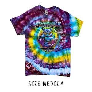 Tie Dye Grateful Dead Tee Shirt | Size Medium | 100% Cotton Short Sleeve Official Merch Tee Shirt | Ice Dyed Hand Dyed | Ready to Ship