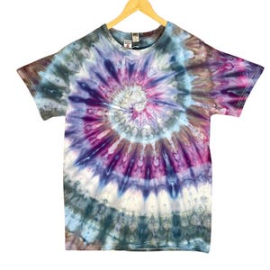 Ice Dyed Short Sleeve Tee Shirt | Size S-5X | Dark Star Spiral | 100% Cotton Adult Unisex Short Sleeve Tee Shirt | Hand Dyed Tie Dye Ice Dye
