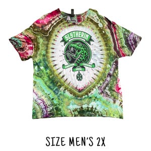 Tie Dye Slytherin Tee Shirt | Size 2X | Hand Dyed Short Sleeve Tee