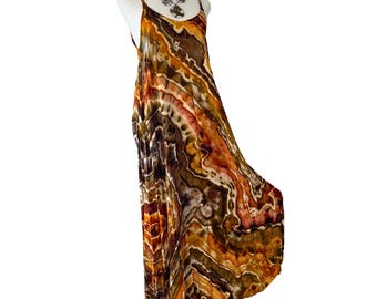 Tie Dye Sleeveless Maxi Dress | Size Small | 100% Rayon Loose Flowy Slip On Dress