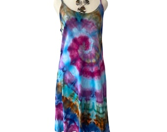 Knielange cami-jurk met tie-dye-effect | Damesmaat XL | Mouwloos rekbaar ribgebreid katoen