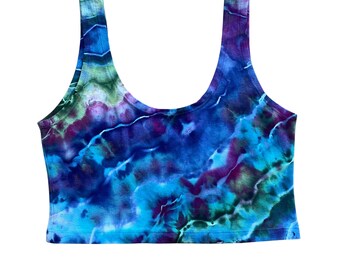 Tie Dye Crop Tank Top | Women's Size Large | Stretchy Form-Fitting Cotton Spandex Crop Top
