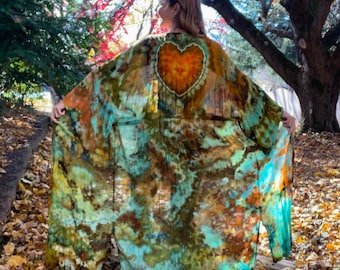 Tie Dye Maxi Duster | Damengröße 2X | Leichte 100% Viskose Kurzarm