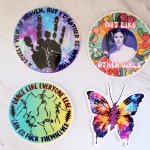4 Pack Grateful Dead Inspired Vinyl Stickers - 3&quot; - Deadhead Dead and Co Grateful Girls Jam Band Music Fan Art Stickers Water Bottle Laptop
