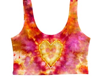 Tie Dye Crop Tank Top | Women's Size Large | Stretchy Form-Fitting Cotton Spandex Crop Top