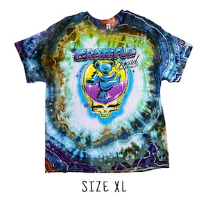 Tie Dye Grateful Dead Tee Shirt | Size XL | 100% Cotton Short Sleeve Official Merch Tee Shirt | Ice Dyed Hand Dyed | Ready to Ship