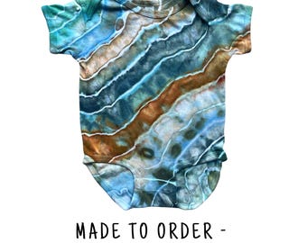 Tie Dye Baby Bodysuit | Sizes Newborn - 24 Months | Short Sleeve 100% Cotton | Made to Order