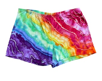 Tie Dye Shorts | Women's Size 2X | Elastic Waist Cotton Blend | Ice Dyed