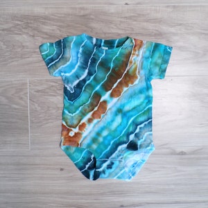 Ice Dye Baby Bodysuit Romper - Ocean Flows - Made to Order - 0-3M, 3-6M, 6-12M, 12-18M, 18-24M - Hand Dyed Hippie Boho Tie Dye Baby Shower