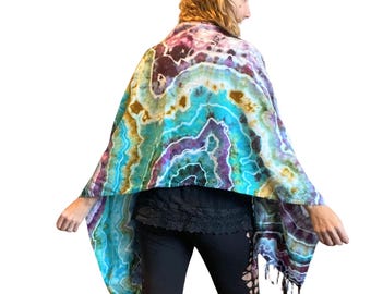 Großer Batik Schal/Schultertuch mit Fransen | 100% Viskose 70 "x 20" Fransen Wrap
