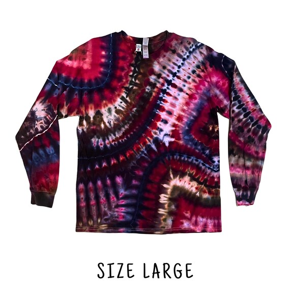 Tie Dye Long Sleeve Tee Shirt | Unisex Size Large | 100% Cotton Crewneck Tee
