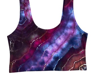 Tie Dye Crop Tank Top | Women's Size XL | Stretchy Form-Fitting Cotton Spandex Crop Top