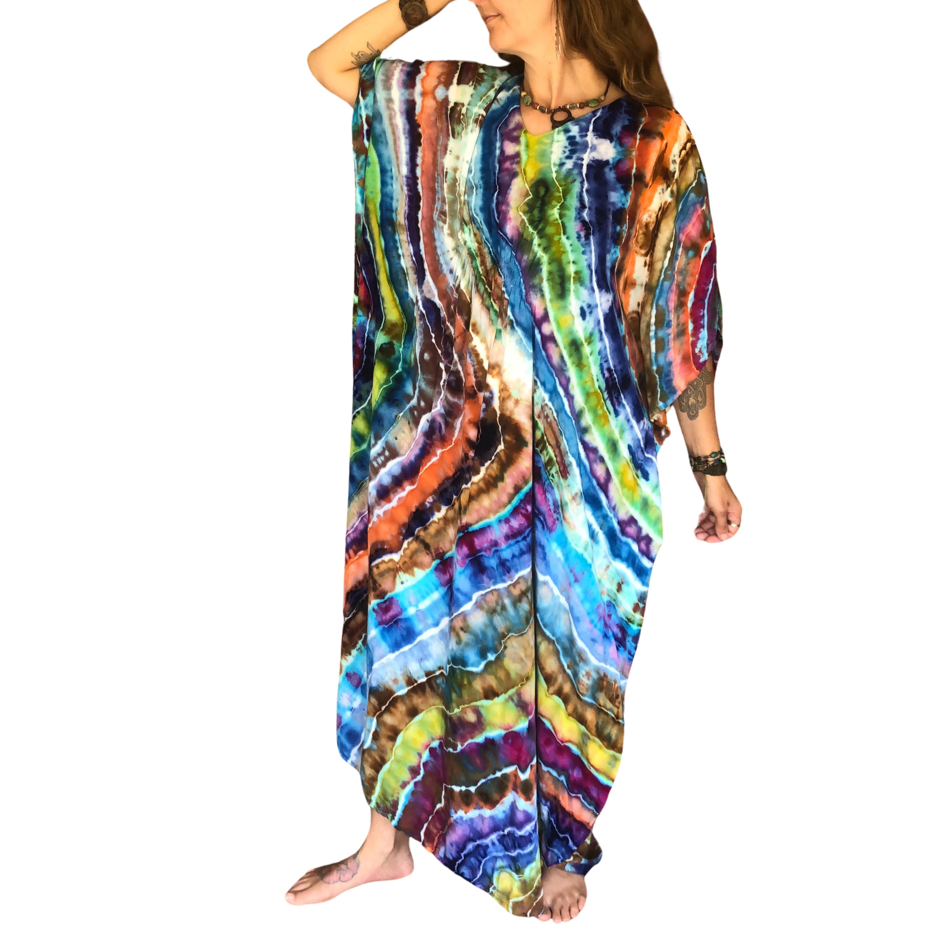 The Breeze Printed Short Kaftan Dress - Multicolor Beach Cover Up main image 0