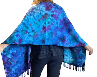 Großer Batik Schal/Schultertuch mit Fransen | 100% Viskose 70 "x 20" Fransen Wrap