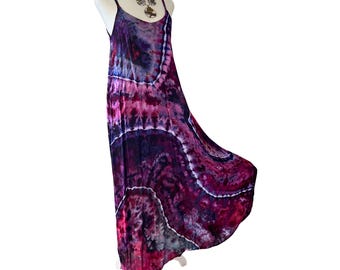 Tie Dye Sleeveless Maxi Dress | Size Small | 100% Rayon Loose Flowy Slip On Dress