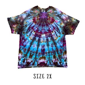 Tie Dye Kurzarm T-Shirt | Größe 2X | 100% Baumwolle Erwachsene Unisex Kurzarm T-Shirt | Handgefärbte Tie Dye Eisfärbung | Versandfertig