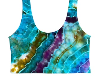 Tie Dye Crop Tank Top | Women's Size Large | Stretchy Form-Fitting Cotton Spandex Crop Top