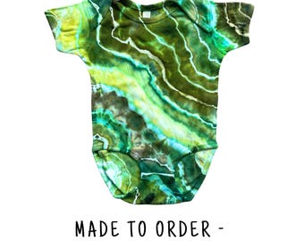 Tie Dye Baby Bodysuit | Sizes Newborn - 24 Months | Short Sleeve 100% Cotton | Made to Order
