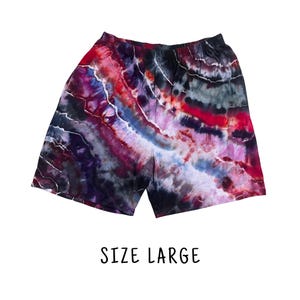 Tie Dye Men&#39;s Shorts | Size Large | 100% Cotton Elastic Waist Shorts w/Pockets | Unisex Summer Festival Beach | Ice Dyed | Ready to Ship