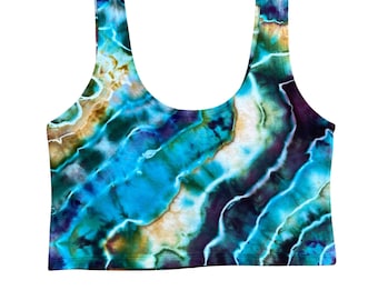 Tie Dye Crop Tank Top | Women's Size Large | Stretchy Form-Fitting Cotton Spandex Crop Top