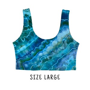 Tie Dye Crop Tank Top | Size Large | Stretchy Cotton/Spandex Form-Fitting Women&#39;s Crop Top | Hand Dyed Ice Dyed | Ready to Ship