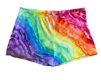 Tie Dye Shorts | Women's Size 2X | Elastic Waist Cotton Blend | Ice Dyed