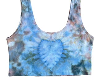 Tie Dye Crop Tank Top | Women's Size XL | Stretchy Form-Fitting Cotton Spandex Crop Top