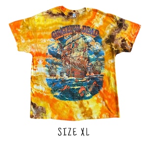 Tie Dye Grateful Dead T-Shirt | Größe XL | 100% Baumwolle Kurzarm offizielles Merch T-Shirt | Eisgefärbt Handgefärbt | Versandfertig