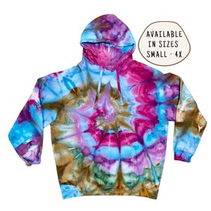 Tie Dye Pullover Hoodie | Sizes Small-4X | Gemstones | Cotton Fleece Pullover Hooded Sweatshirt | Ice Dye Tie Dye Hand Dyed | Made to Order