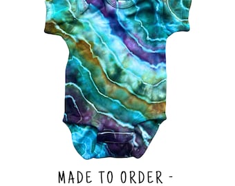 Tie Dye Baby Bodysuit | Sizes Newborn - 24 Months | Short Sleeve 100% Cotton | Made to Order