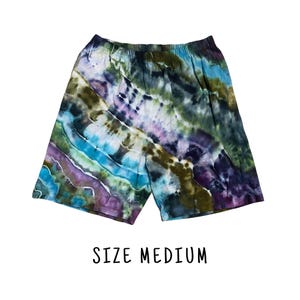 Tie Dye Men&#39;s Shorts | Size Medium | 100% Cotton Elastic Waist Shorts w/Pockets | Unisex Summer Festival Beach | Ice Dyed | Ready to Ship