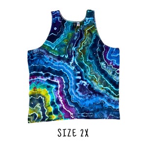 Men&#39;s Tie Dye Tank Top | Size 2X | Classic Unisex Sleeveless 100% Cotton Tank Top | Hand Dyed Ice Dye Tie Dyed | Ready to Ship