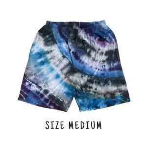 Tie Dye Men&#39;s Shorts | Size Medium | 100% Cotton Elastic Waist Shorts w/Pockets | Unisex Summer Festival Beach | Ice Dyed | Ready to Ship