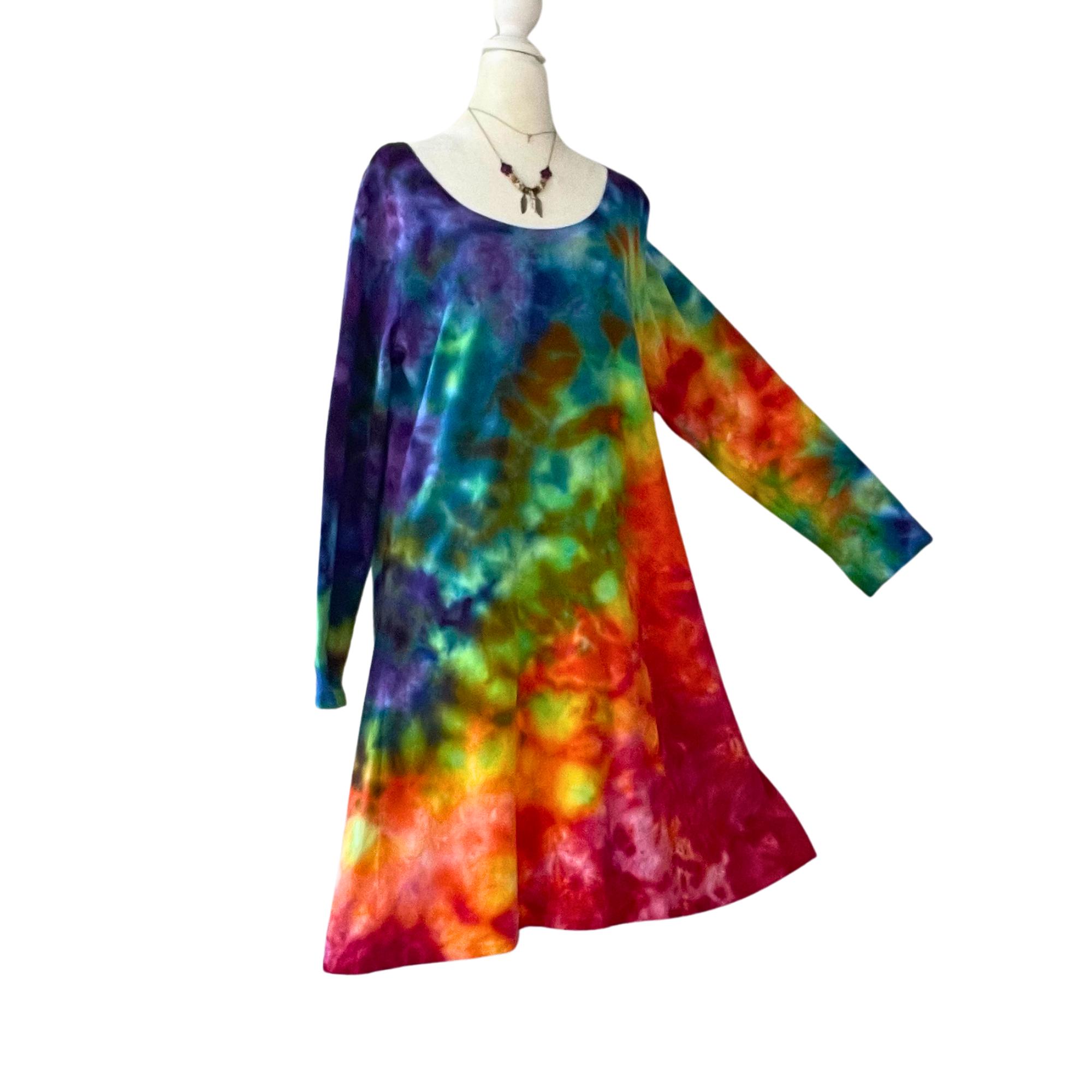 Tie Dye Long Sleeve Mini Dress | Size XL | Short Length Fitted and Flared Long  Sleeve Dress | Ice Dyed Hand Dyed Tie Dye | Ready to Ship - Etsy