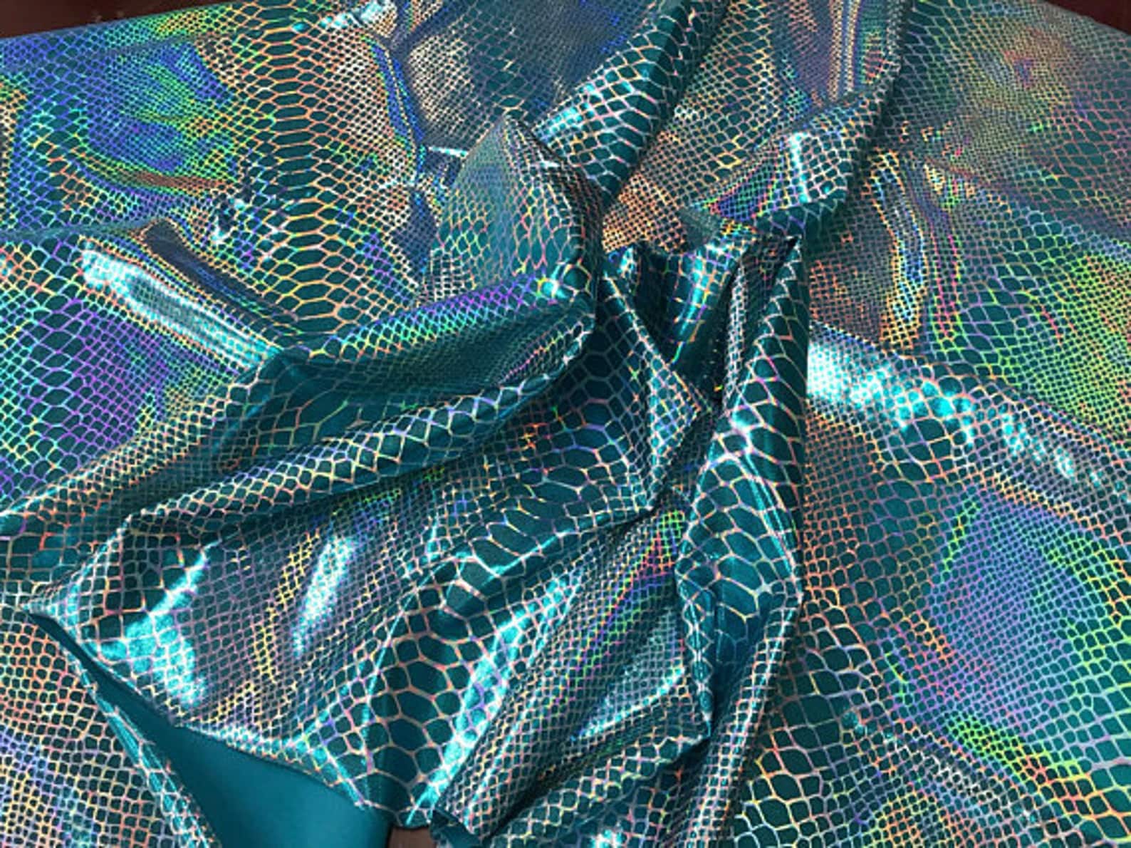 Holographic Scales Nylon Spandex Fabric by the Yard Used for Etsy