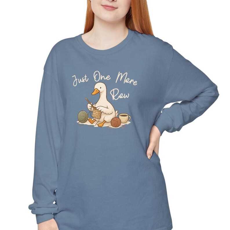 Funny Goose Crocheter Shirt, Crochet Lover Gift, Just One More Row, Comfort Colors Yarn Shirt, Funny Crochet Gift